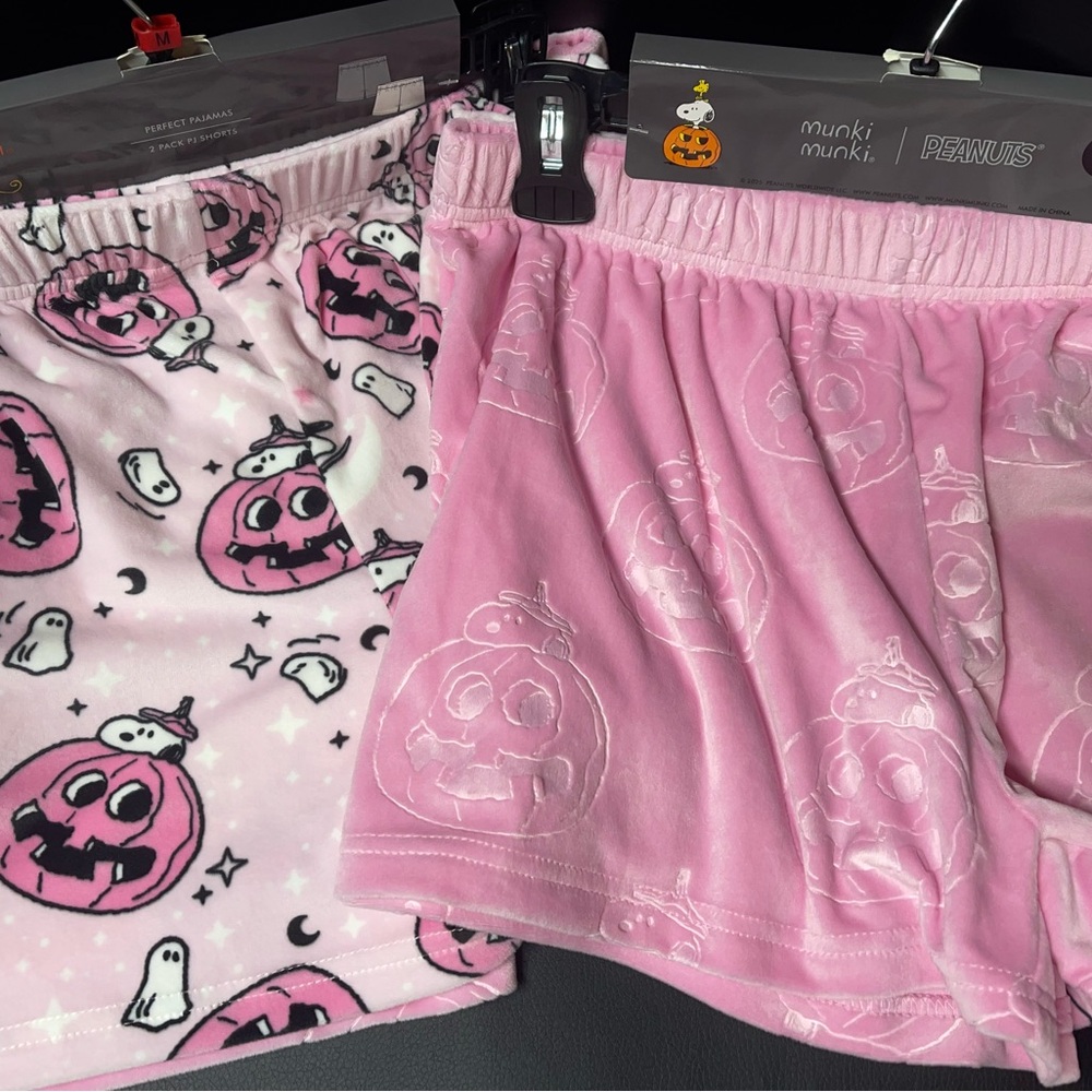 Peanuts 2 Pack Pink Pumpkin Sleep Short M Snoopy Halloween